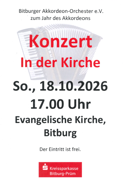 Bitburger Akkordeon-Orchester e.V. - So. 18.10.2026 um 17:00 Uhr